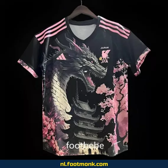 Japanse voetbalshirt 2023-2024 - Zwart Roze Drakenontwerp - Officieel voetbaltenue - Heren/Dames/Kinderen