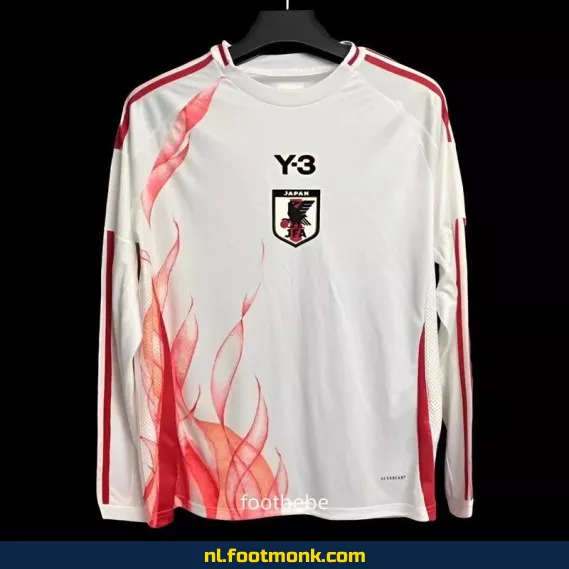 Japan Y3 2024 uit voetbalshirt lange mouwen wit – Officieel voetbalshirt voor heren en dames | Origineel, custom en bedrukking mogelijk