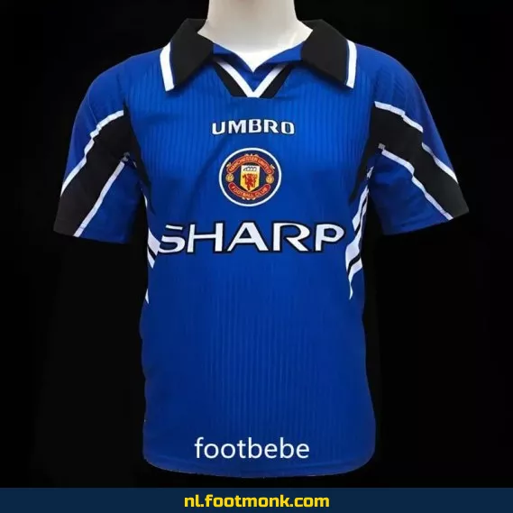 Manchester United Vintage Voetbalshirt 1996-1997 - Blauw Uit Shirt - Officieel Retro Voetbaltenue - Heren/Dames