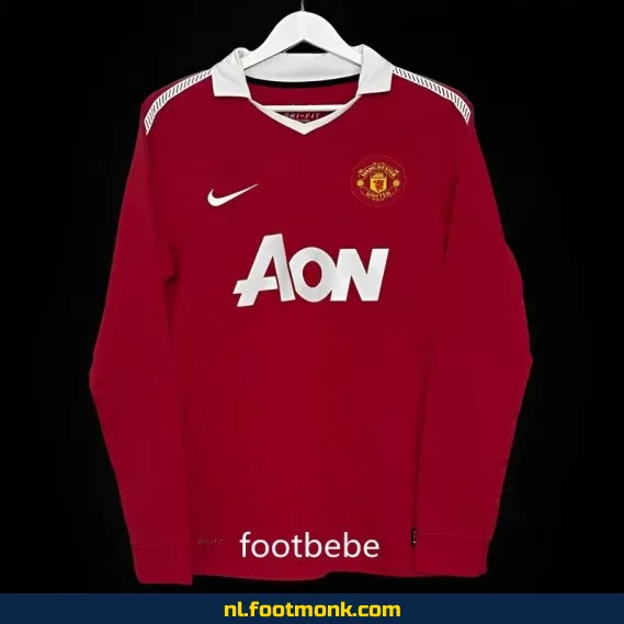 Manchester United Vintage Voetbalshirt 2010-2011 Thuistenue Lange Mouwen - Officieel Retro Voetbalshirt