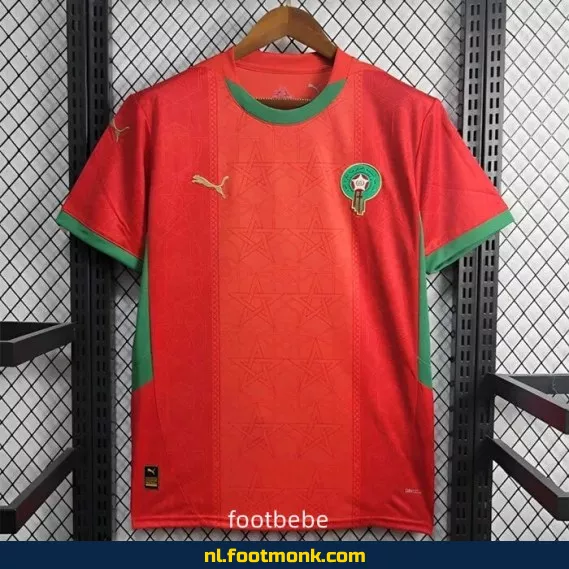 Marokko Thuisshirt 2024-2025 - Rood Voetbalshirt | Officieel | Dames & Heren | Fanwear