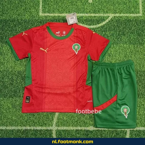 Marokko Thuisshirt Kinderen 2024-2025 – Rood Voetbalshirt | Officieel | Personaliseerbaar