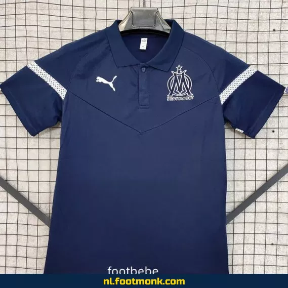 Olympique Marseille 2024-2025 Polo Voetbalshirt - Blauw | Officieel Voetbalshirt | Heren & Dames | Personaliseerbaar | Fanwear Aanbieding
