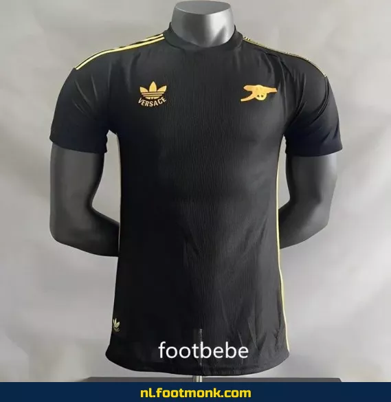 Arsenal Voetbalshirt 2024-2025 - Officieel Zwart Wedstrijdshirt door Versace | Voetbalshirt Dames/Heren | Origineel Voetbalshirt met Bedrukking | Fanwear | Exclusieve Aanbieding