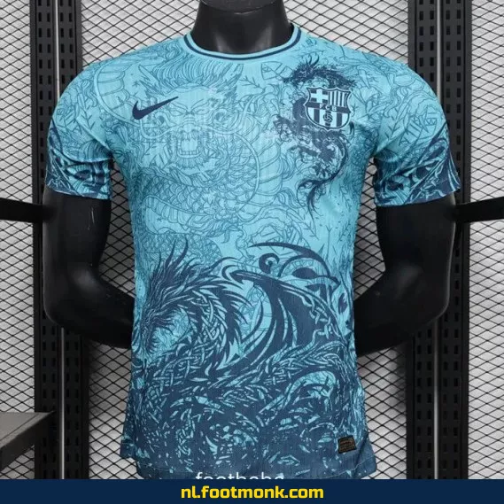 FC Barcelona Thuisshirt 2025-2026 – Blauw Drakenprint – Officieel Voetbalshirt voor Supporters – Heren, Dames, Kinderen
