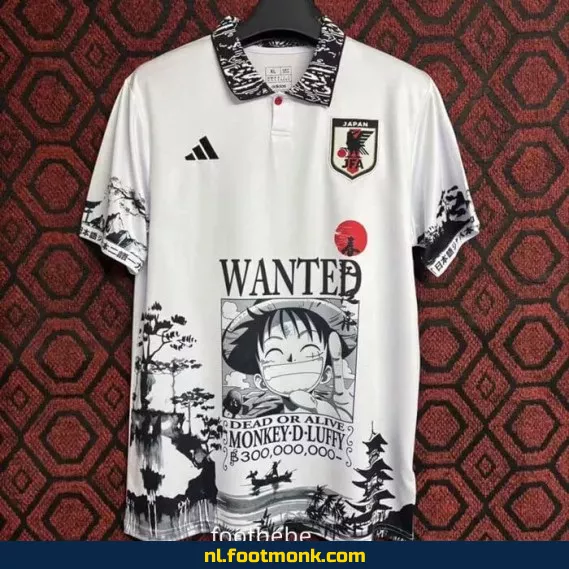 Japans Voetbalshirt 2024-2025 Monkey D. Luffy Wit – Officieel Voetbalshirt, Fanwear, Personaliseerbaar