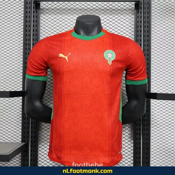 Origineel Marokko Thuisshirt 2024-2025 – Rood Voetbalshirt | Officieel Voetbaltenue | Fanshirt met Bedrukking | Dames & Heren