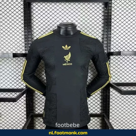 Officieel Mexicaans Voetbalshirt 2025-2026 - Lange Mouwen - Zwart - Heren/Dames - Authentiek WK Shirt