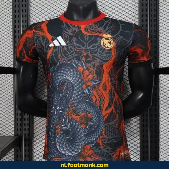 Real Madrid Dragon Zwart Voetbalshirt 2025-2026 – Officieel Thuistenue – Voetbalshirts Dames/Heren – Fanwear Aanbieding