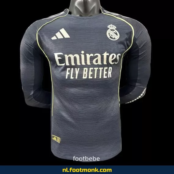 Real Madrid Uit Thuisshirt 2025-2026 – Lange Mouwen – Officieel Voetbalshirt – Heren/Dames/Kinderen – Bestel Nu Online