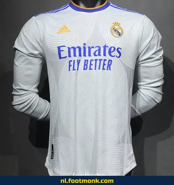 Origineel Real Madrid voetbalshirt 2021-2022 vintage - Lange mouwen thuistenue - Officieel voetbalshirt heren