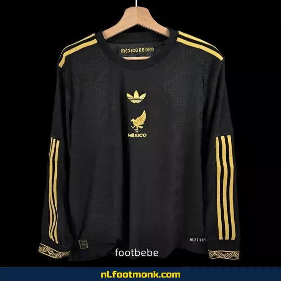 Mexicaans voetbalshirt 2025-2026 - Zwarte lange mouwen - Officieel voetbaltenue - Heren/dames/kinderen