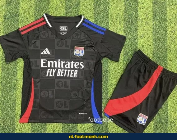 Olympique Lyon Uit Thuisshirt 2024-2025 voor Kinderen - Zwart | Officieel Voetbalshirt | Voetbalshirt Kinderen | Fanwear | Aanbieding