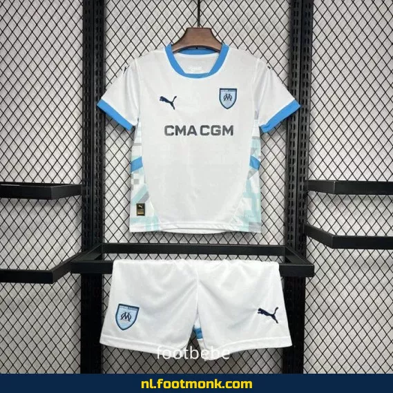 Voetbalshirt Olympique Marseille Kinderen 2024/2025 Wit - Officieel, Bedrukbaar, Voetbalshirts Kopen