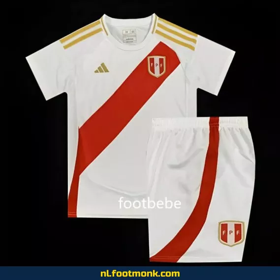 Peru Thuistenue Kinderen 2024 Wit – Officieel Voetbalshirt