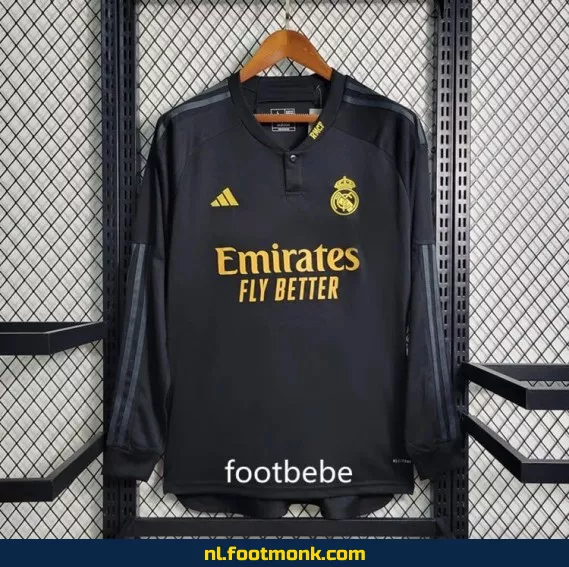 Real Madrid voetbalshirt 2023-2024 lange mouw zwart – Officieel voetbalshirt, heren