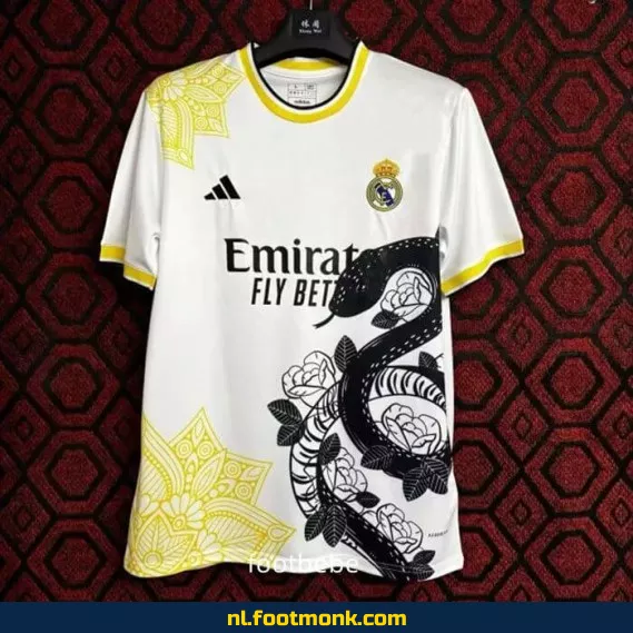 Real Madrid Voetbalshirt 2024-2025 Wit – Officieel Thuistenue – Serpent Design – Voetbalshirt Dames/Heren/Kinderen – Origineel Voetbalshirt met Bedrukking
