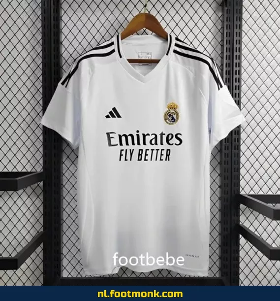 Real Madrid Thuisshirt 2024-2025 Wit - Officieel Voetbalshirt voor Heren, Dames & Kinderen | Origineel Voetbalshirt met Optie tot Personaliseren