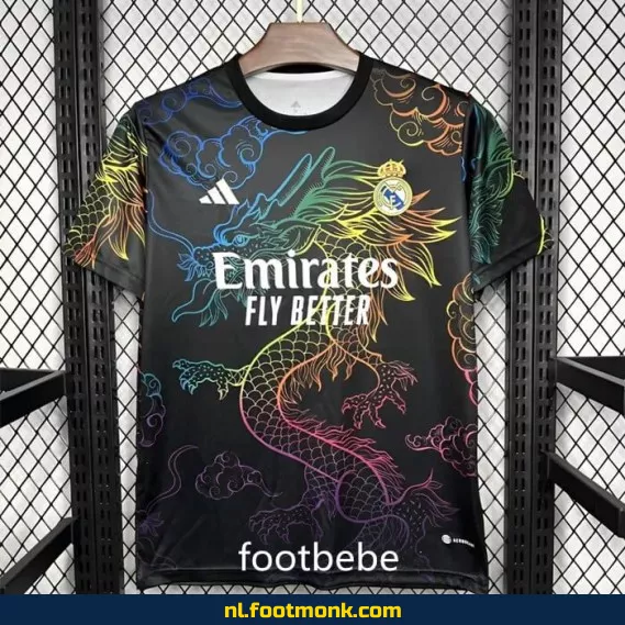 Real Madrid voetbalshirt 2024-2025 – Dragon Coloré Noir | Officieel voetbalshirt | Voetbalshirt heren/dames/kinderen | Origineel voetbalshirt met bedrukking
