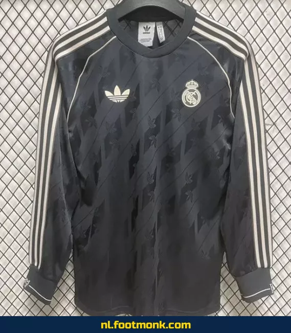 Real Madrid 2024-2025 Langmouwen Voetbalshirt Zwart – Officieel Voetbalshirt | Voetbalshirt Dames/Heren | Fanwear Aanbieding