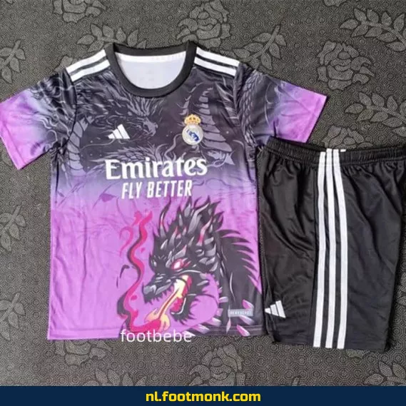 **Real Madrid Kinder Voetbalshirt 2025-2026 – Paars Dragon – Officieel Voetbaltenue – Kids Voetbalshirt**