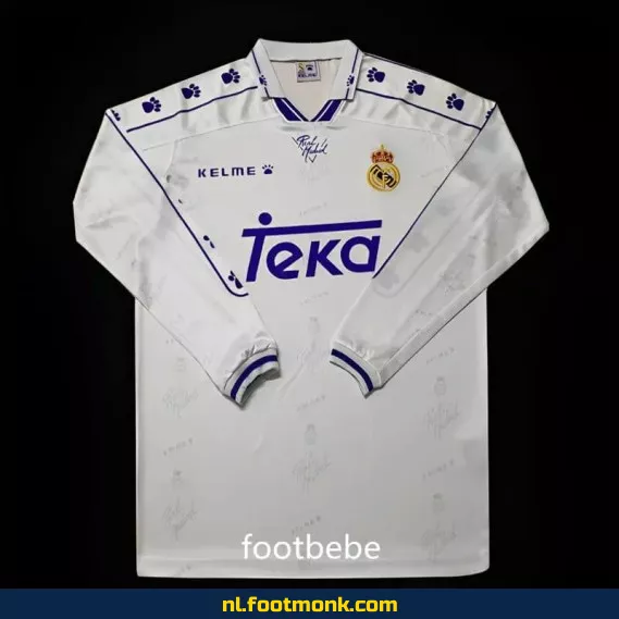 Real Madrid Vintage Voetbalshirt 1995-1996 Thuis – Lange Mouwen – Officieel Retro Voetbalshirt