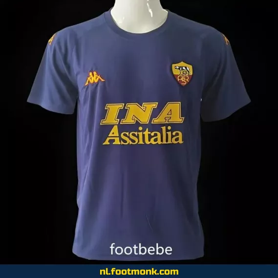 AS Rome Vintage Voetbalshirt 2001-2002 Derde Tenue Blauw – Retro Voetbalshirt, Officieel Voetbalshirt, Authentiek Voetbalshirt