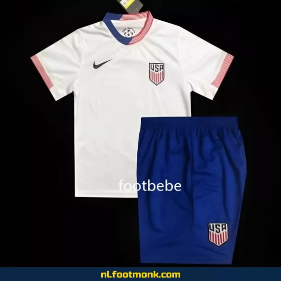 US Voetbalshirt Kinderen 2024-2025 Thuistenue Wit – Officieel Voetbaltenue, Personaliseerbaar