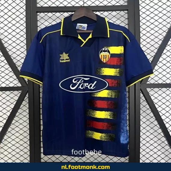 Valencia Vintage Voetbalshirt 1996-1997 Thuistenue - Retro Voetbalshirt Dames/Heren - Officieel Voetbal Shirt met Bedrukking - Authentiek Voetbalshirt Collectie