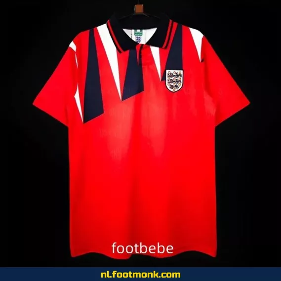 Retro Voetbalshirt Engeland 1992 Uit Tenue - Rood | Vintage Voetbalshirt | Officieel Voetbalshirt | Voetbalfanwear