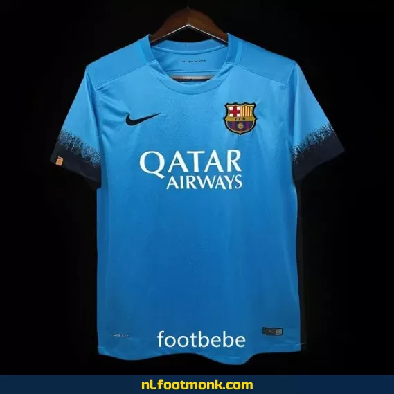 Vintage FC Barcelona Derde Shirt 2015-2016 - Blauw Voetbalshirt | Officieel Retro Voetbalshirt | Voetbalshirts Dames & Heren