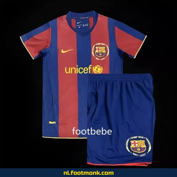 Vintage FC Barcelona Thuisshirt Kinderen 2007-2008 - Officieel Voetbalshirt | Retro Voetbalshirt | Voetbalshirt Kinderen