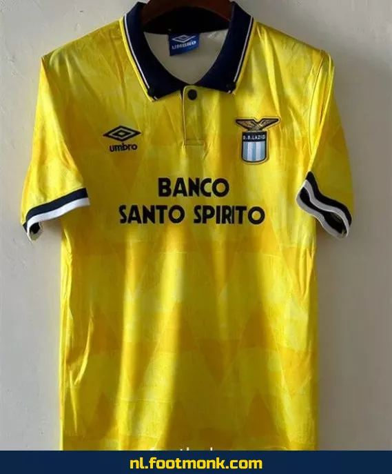 Retro Lazio Voetbalshirt 1991 - Geel Uit Tenue - Vintage Voetbal Shirt