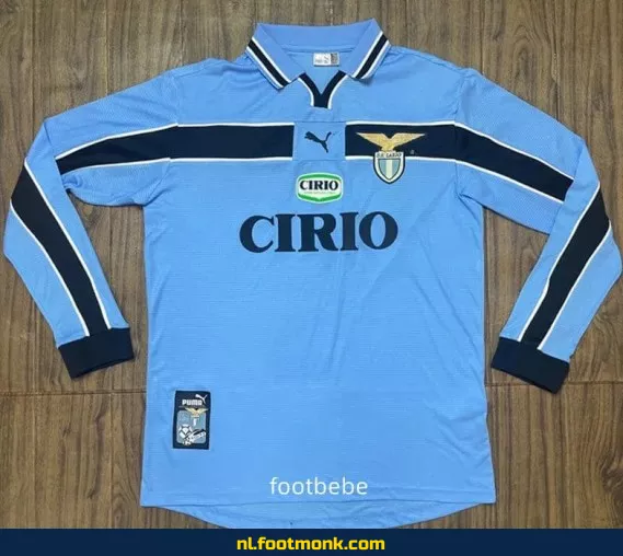 Retro Lazio Voetbalshirt 1998 Thuis - Vintage Lange Mouwen - Officieel Voetbaltenue