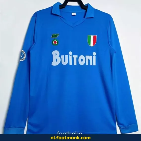 Vintage Napoli Voetbalshirt 1987-1988 Thuis – Lange Mouwen | Retro Voetbalshirt Kopen | Authentiek Voetbalshirt