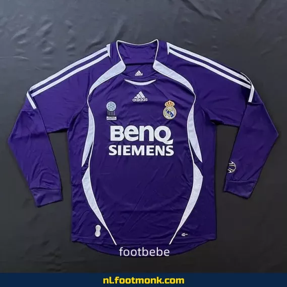Vintage Real Madrid Voetbalshirt 2006-2007 - Paars Lange Mouwen - Officieel Retro Voetbalshirt