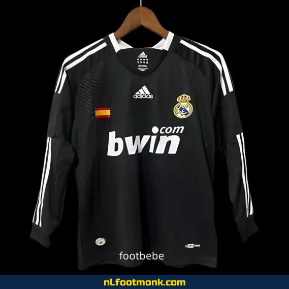 Retro Voetbalshirt Real Madrid 2008-2009 - Zwarte Lange Mouwen - Authentiek Vintage Voetbalshirt