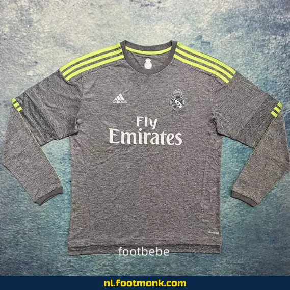 Vintage Real Madrid Voetbalshirt 2015-2016 - Lange Mouwen Grijs - Officieel Retro Voetbalshirt