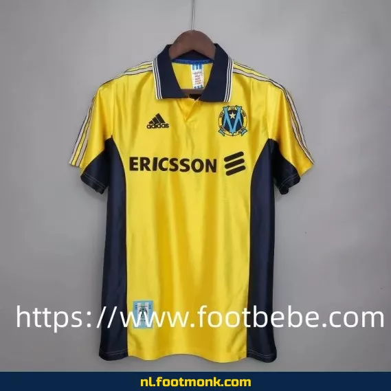 Retro Olympique Marseille voetbalshirt 1998-1999 - Geel derde tenue - Vintage voetbaltenue kopen | Officieel voetbalshirt | Voetbalshirts aanbieding