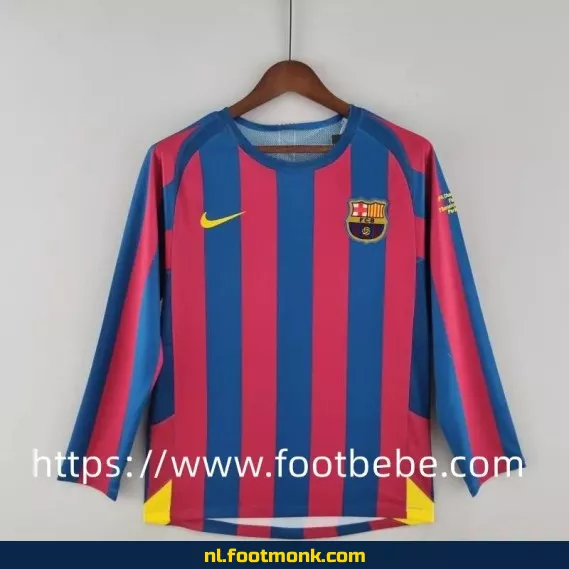Retro FC Barcelona voetbalshirt 2005-2006 thuis - origineel vintage voetbalshirt met lange mouwen