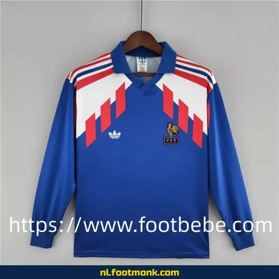 Retro Frans voetbalshirt vintage 1988-1990 - Officieel thuistenue met lange mouwen - Voetbalshirt kopen