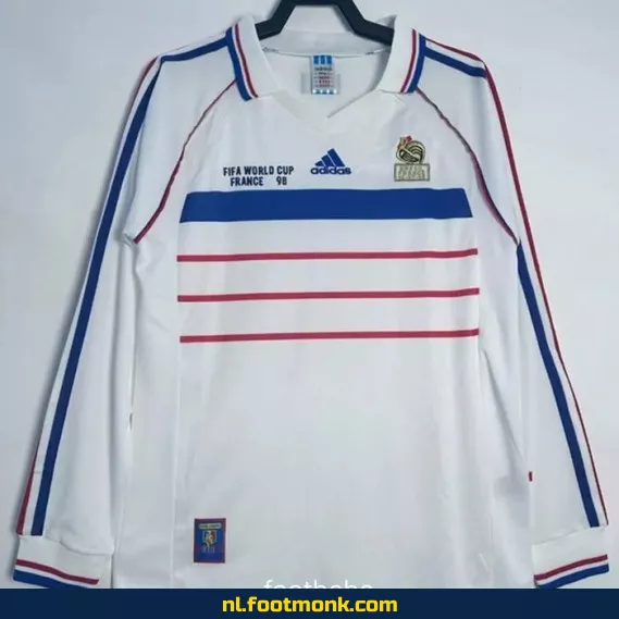 **Vintage Frankrijk voetbalshirt 1998 WK - Lange mouwen - Officieel retro voetbaltenue**