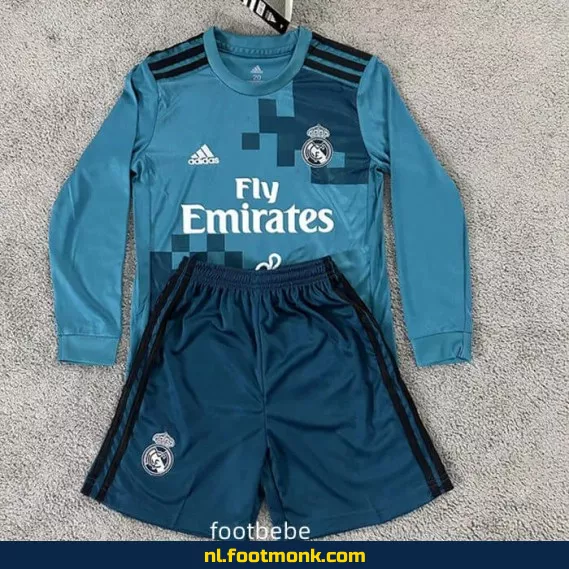 Origineel Real Madrid vintage voetbalshirt voor kinderen 2017-2018 – lange mouwen – derde tenue