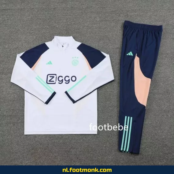 Ajax 2023-2024 Halfzip Voetbalshirt Wit - Officieel Voetbalshirt voor Supporters
