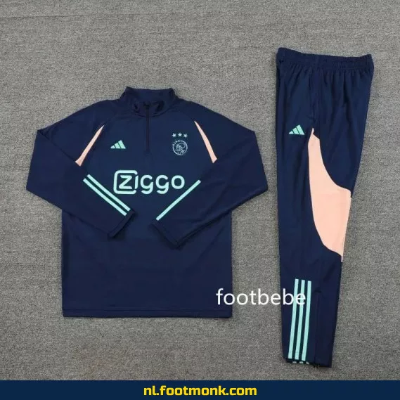 Ajax 2023-2024 Blauw Marine Halfzip Voetbalshirt – Officieel Voetbalshirt voor Supporters