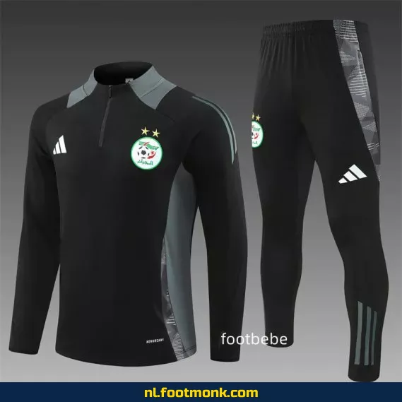 Algerije 2024-2025 Voetbalshirt Dames/Heren - Zwart Halfzip Trainingsshirt - Officieel Voetbalshirt