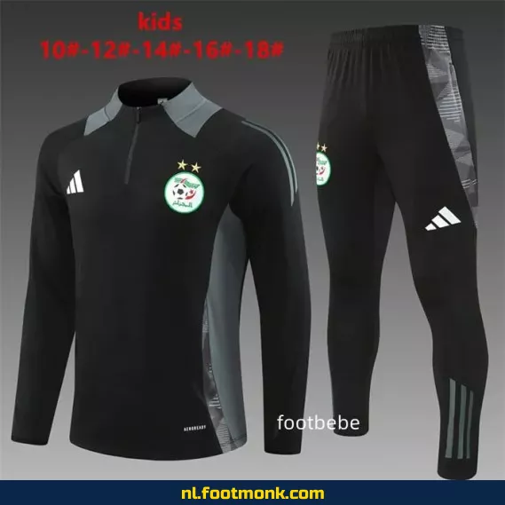 Algerije 2024-2025 Kinderen Voetbalshirt Halfzip Zwart – Officieel Voetbalshirt