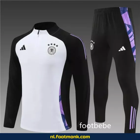 Duits voetbalshirt 2024-2025 halfzip wit – Officieel voetbaltrainingsshirt