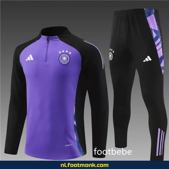 Duits voetbaltrainingsshirt 2024-2025 met halfzip in paars – Officieel supporter shirt