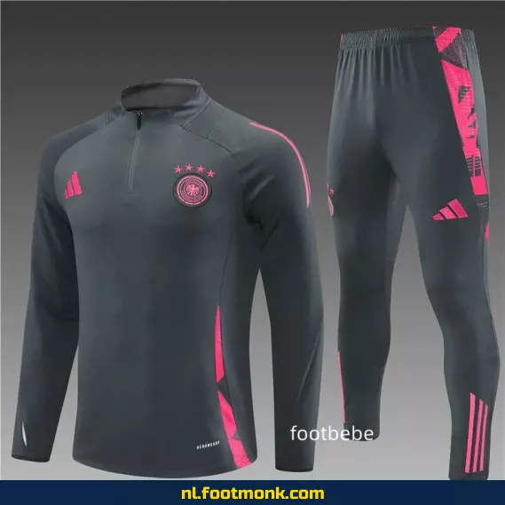 Duits voetbalshirt 2024-2025 met halfzip in donkergrijs – Officieel supporter shirt